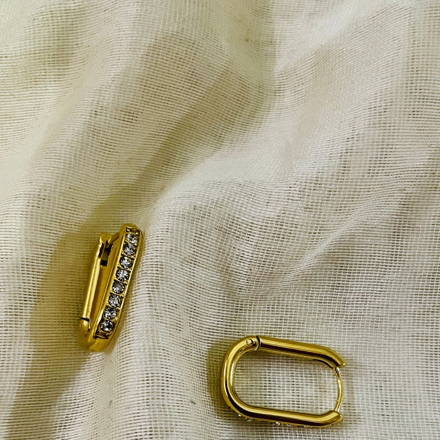 Rectangle stud hoop earrings