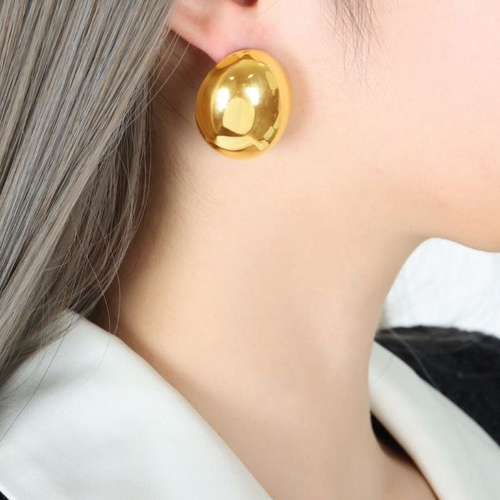 Oval mirror smooth earrings