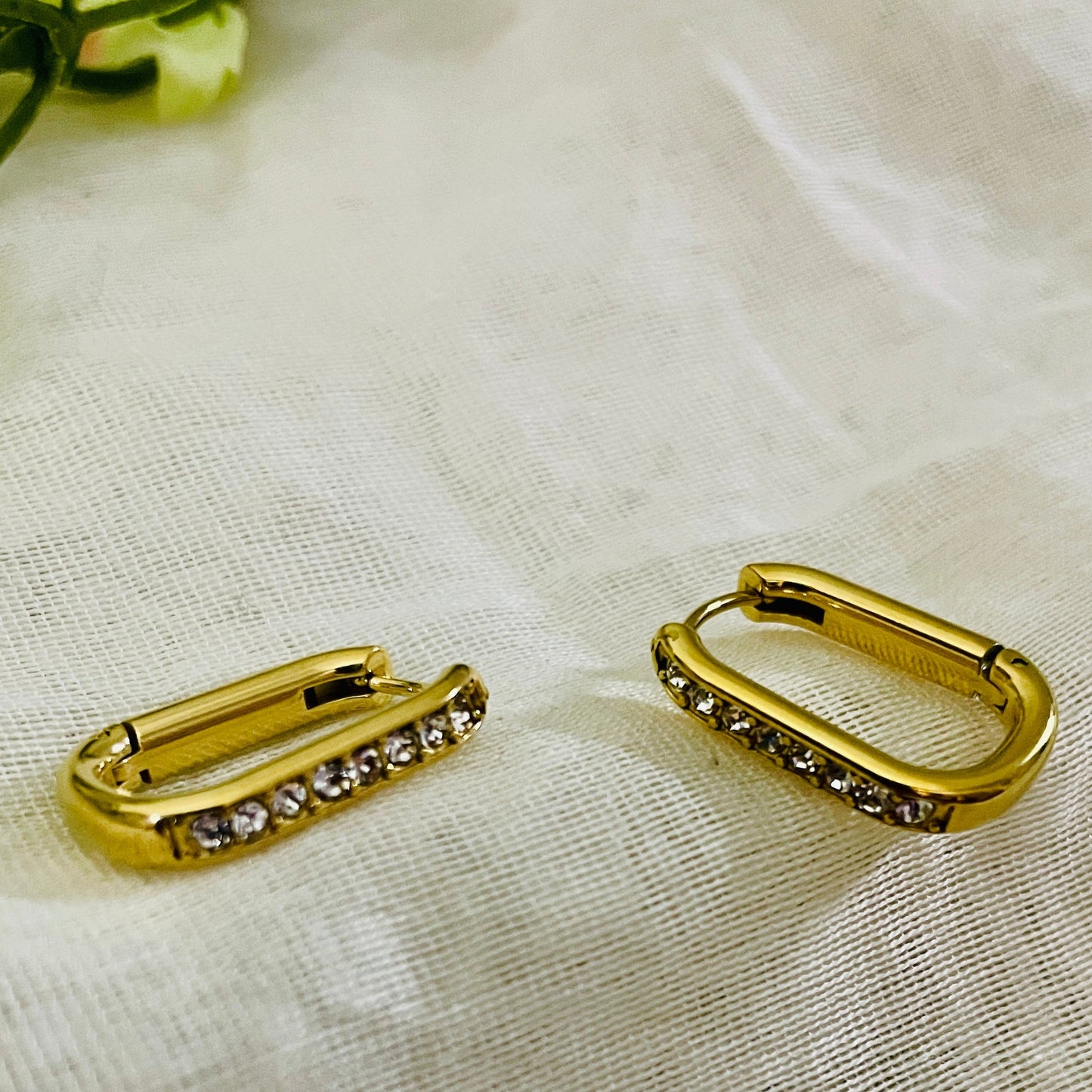 Rectangle stud hoop earrings