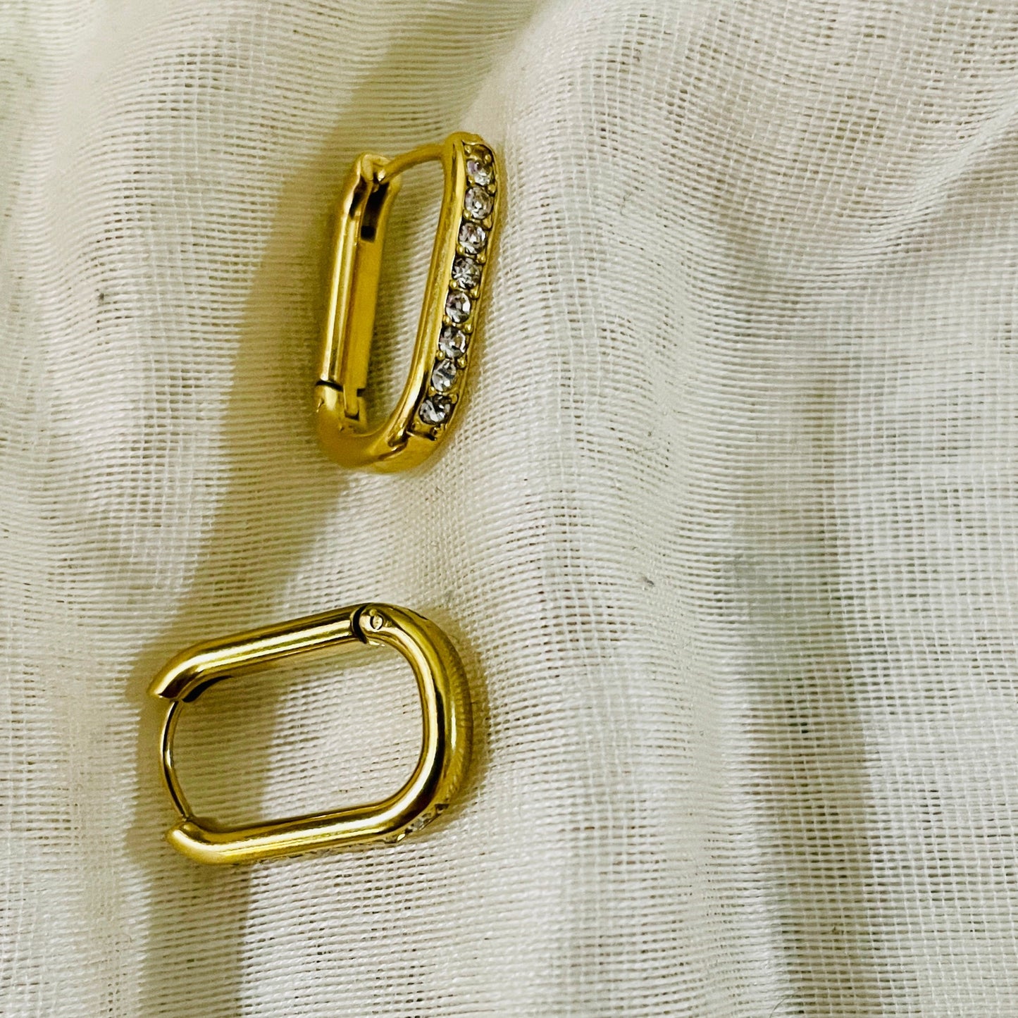 Rectangle stud hoop earrings