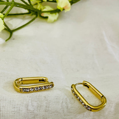 Rectangle stud hoop earrings