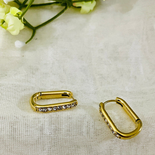 Rectangle stud hoop earrings