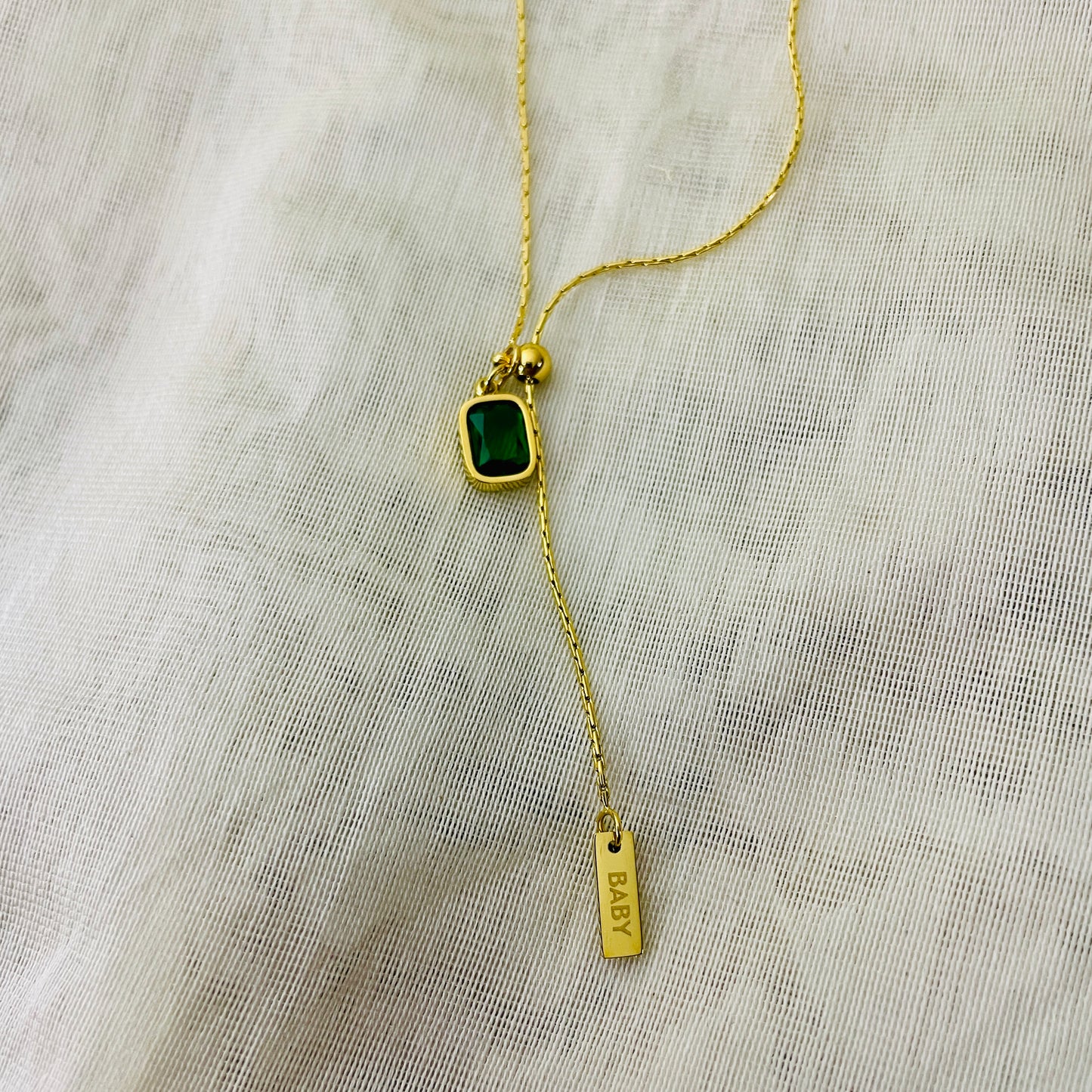 Green Square baby sleek pendant necklace