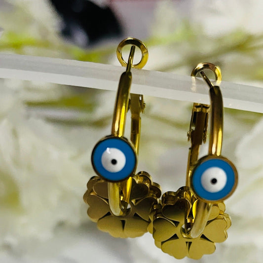 Eyecandy blue stoned hoops